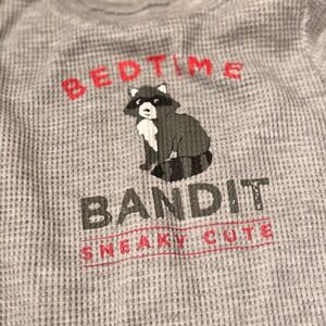 Carters 18 Months Gray Waffle Knit Raccoon Bandit Long Sleeve Top Kids